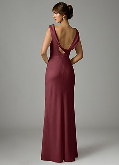 Azazie Kieryn Robes de demoiselle d'honneur Robe Sirène en Satin extensible Plissée Merlot image5