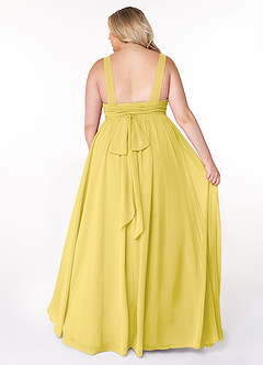 Azazie Kora Bridesmaid Dresses Canary A-Line Pleated Chiffon Dress image8