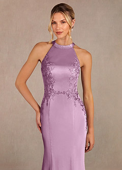 Azazie Tyra Mère de la mariée Robes Robe Sirène en Satin extensible Dentelle Glycine image4