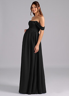 Azazie Saige Brautjungfernkleider für Schwangere A-Linie Plissee Chiffon Bodenlänge Kleid image5