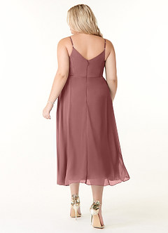 Azazie Clarissa Bridesmaid Dresses A-Line V-Neck Chiffon Tea-Length Dress image8