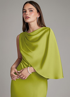 Azazie Darby Bridesmaid Dresses Lemongrass Mermaid Pleated Stretch Satin Dress image3