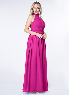 Azazie Iman Bridesmaid Dresses Fuchsia A-Line A-Line Ruched Chiffon Dress image3