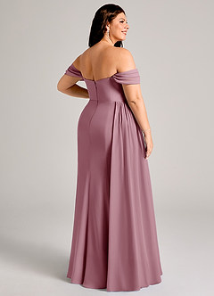 Azazie Amyra Bridesmaid Dresses Vintage Mauve Sheath Off the Shoulder Chiffon Convertible Dress image14