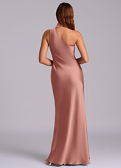 Azazie Seona Robes de demoiselle d'honneur Robe Sirène en Satin extensible Une épaule Rosette image4