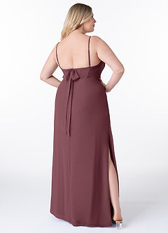 Azazie Mai Brautjungfernkleider Etui Plissee Chiffon Kleid Sangria image9