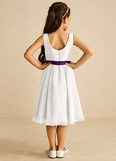 Azazie Elina Flower Girl Dresses Ivory Grape A-Line Sleeveless Chiffon Dress image6