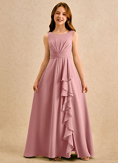 Azazie Chibi Girls Formal Flower Girl Dresses Dusty Rose A-Line Pleated Chiffon Dress image3