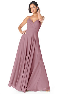 Azazie Avelina Bridesmaid Dresses Vintage Mauve A-Line V-Neck Pleated Chiffon Dress image1