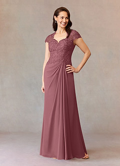 Azazie Junie Mother of the Bride Dresses Desert Rose A-Line Lace Chiffon Dress image5
