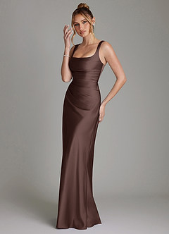 Azazie Agustina Bridesmaid Dresses Ganache Mermaid Corset Stretch Satin Dress image5