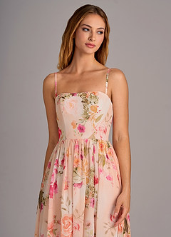 Azazie Calianna Bridesmaid Dresses Abstract Bouquet Floral A-Line Off the Shoulder Chiffon Convertible Dress image6