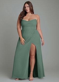 Azazie Johana Bridesmaid Dresses Sea Moss Mermaid Off the Shoulder Chiffon Convertible Dress image16