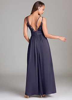 Azazie Maren Allure Bridesmaid Dresses Stormy A-Line Lace Stretch Satin Dress image5