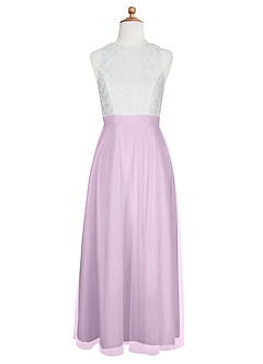 Azazie Albertine Junior Jurk van Chiffon met A-Lijn Kant Frosted Lila image7