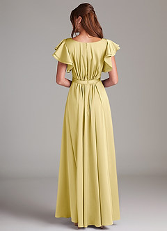 Azazie Daphne Modest Bridesmaid Dresses A-Line Ruched Stretch Satin Floor-Length Dress image6