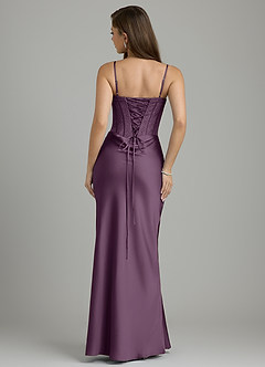 Azazie Allison Robes de demoiselle d'honneur Robe Sirène en Satin extensible Corset Prune image2