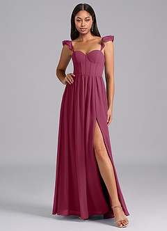 Azazie Denisse Suknie dla druhen Linia A Marszczony Szyfon Do ziemi Sukienka image5