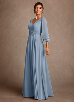 Azazie Yorba 신부의 어머니 드레스 A라인 레이스 쉬폰 플로어 길이 드레스 image4