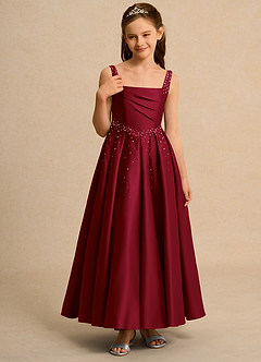 Azazie Mochi Girl Flower Girl Klänningar Klä Balklänning i Matt satäng Plisserad image5