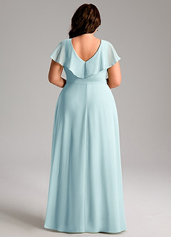 Azazie Lainey Bridesmaid Dresses Sea Glass A-Line with Pockets Chiffon Dress image2