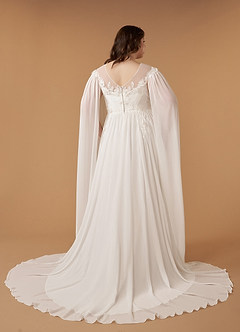 Azazie Linnea Wedding Dresses Diamond White A-Line Scoop Chiffon Dress image16