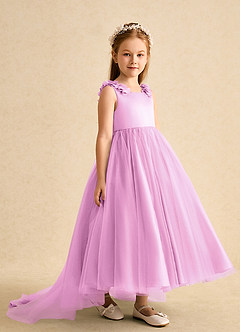 Azazie Lorita Flower Girl Dresses Candy Pink A-Line Beaded Tulle Dress image4