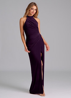 Azazie Jemma Robes de demoiselle d'honneur Robe Fourreau en velours Plissée Grain De Raisin image4