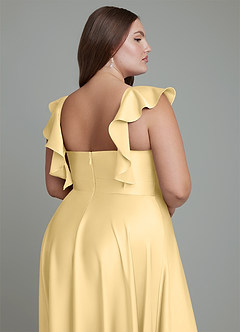 Azazie Leilani Bridesmaid Dresses Butter A-Line Ruched Stretch Satin Dress image16