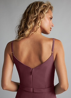Azazie Summer Jurken voor bruidsmeisjes Jurk van Chiffon met Zeemeermin Schop cowl Sangria image6