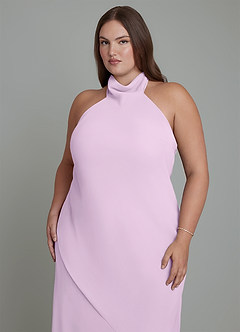 Azazie Velli Bridesmaid Dresses Frosted Lilac Mermaid High Neck Chiffon Dress image9