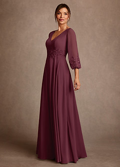 Azazie Yorba Moeder van de bruid jurken A-Lijn Jurk van Chiffon Kant Cabernet image4