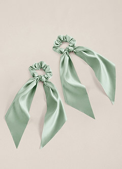 front Matching Color Matte Satin Hair Scarf Scrunchie Set