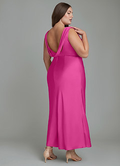 Azazie Kieryn Robes de demoiselle d'honneur Robe Sirène en Satin extensible Plissé Fuchsia image7