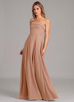 Azazie Lucienne Brudtärnklänningar Klänning av A-Linje i Chiffong Axelbandslös Champagne Ros Konvertibel image6