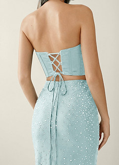 Esme Sea Glass Two-piece Corset Stretch Satin Mermaid Prom Dress image6