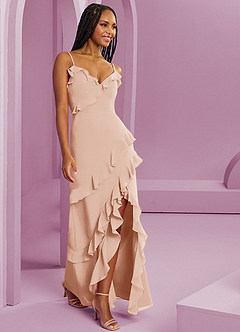 Barbie ♥ Azazie Jurken voor bruidsmeisjes Jurk van Chiffon met Kolom Engelse Roos image4