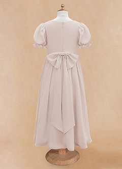 Azazie Joss Blumenmädchenkleider A-Linie mit ärmel Chiffon Kleid Blassrosa image6