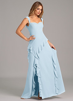 Azazie Sloane Bridesmaid Dresses Sky Blue A-Line Sweetheart Neckline Chiffon Dress image3