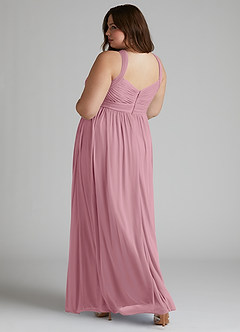 Azazie Hillian Bridesmaid Dresses Vintage Mauve A-Line Halter Pleated Mesh Dress image12