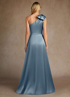 Azazie Easton Mother of the Bride Dresses Dusty Blue A-Line One Shoulder Stretch Satin Dress image3
