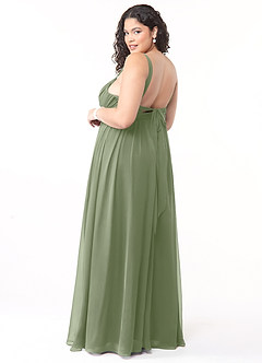 Azazie Aziza Abiti da Damigella Abito A-Line in Chiffon con Scollo a V a Pieghe Pistacchio image10