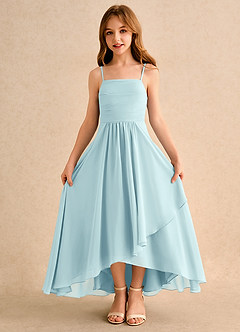 Azazie Twilight Dance Girls Formal Abiti da Ragazza di Fiori Abito A-Line in Chiffon Plissettato Sea Glass image6