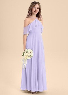 Azazie Tessabelle Junior Lilac A-Line Off the Shoulder Chiffon Dress image5