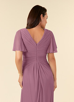 Azazie Emmeline Mother of the Bride Dresses Vintage Mauve A-Line V-Neck Pleated Mesh Dress image6