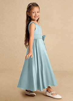 Azazie Lindy Final Sale Mist A-Line Pleated Matte Satin Dress image6