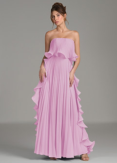 Azazie Alexia Bridesmaid Dresses Candy Pink A-Line Ruched Chiffon Dress image1