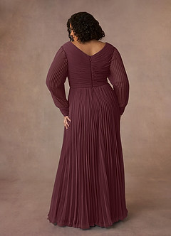 Azazie Zina Mother of the Bride Dresses Sangria A-Line Pleated Chiffon Dress image8