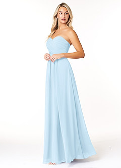 Azazie Yazmin Robes de demoiselle d'honneur Robe Trapèze Convertible en Mousseline de soie Encolure en Forme de Cœur Bleu Ciel image3