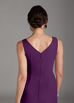 Azazie Saturn Mother of the Bride Dresses Grape Sheath V-Neck Pleated Chiffon Dress image5